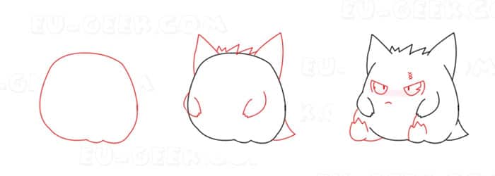 Desenhos de Pokémon Gengar - Como desenhar Pokémon Gengar passo a